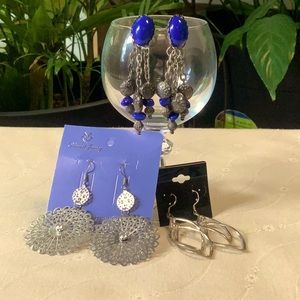 Silver and blue dangle earrings collection